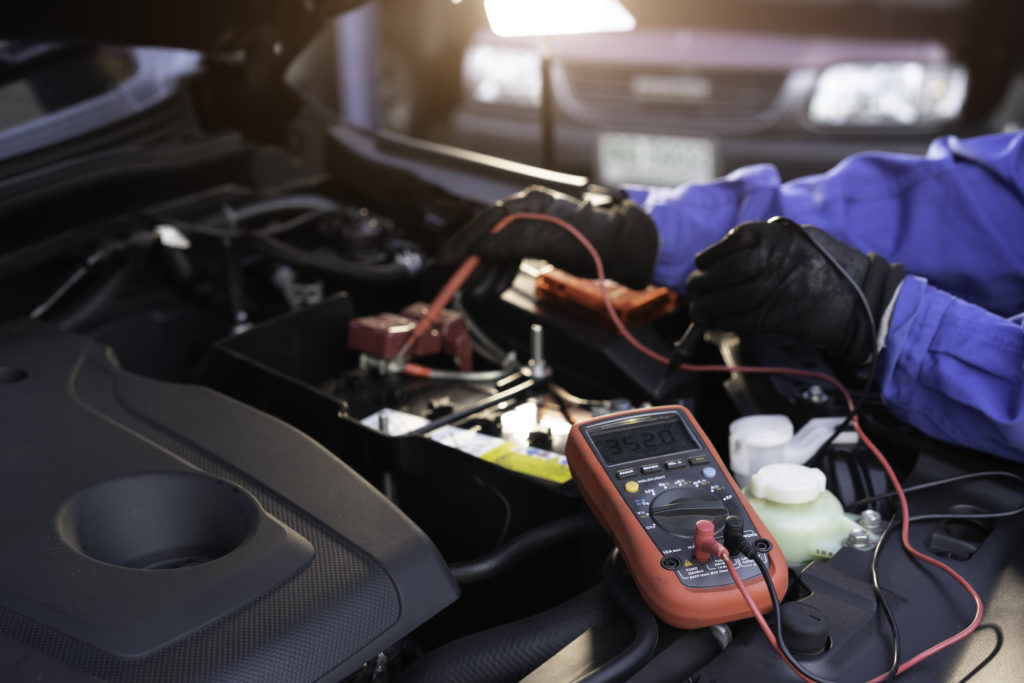Testing voltage on car engine